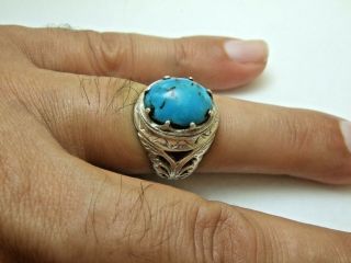 Natural Persian Turquoise 925 Sterling Silver Ring 10 - Gm Sizes Us:8