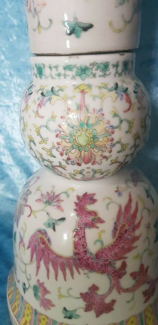 Ĺarge 18th.  C.  Antique Chinese Hand Painted Porcelain Gu /altar Vase Qing Dynasty