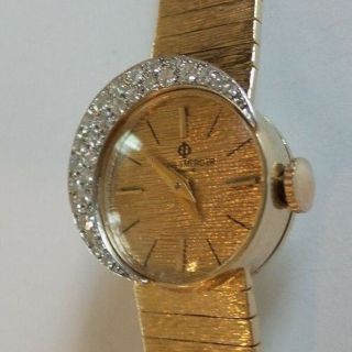 Vintage Baume & Mercier Ladies 14k Solid Gold Bracelet Watch,  26 Diamonds