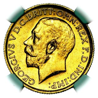 Extremely Rare 1921 S George V Australia Sydney Gold Sovereign Ngc Ms62