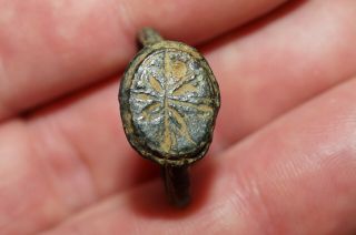 Ancient Medieval Decorated Bronze Ring.  Metal Detecting Finds.