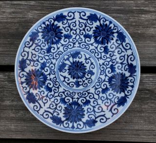 A Blue And Withe Plate,  Guangxu Mark And Period,  D.  19 Cm