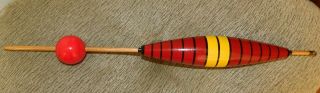 VINTAGE 18 INCH IDEAL BOBBER FLOAT Red Yellow Black 1950 ' S 4