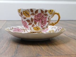 Rosina Fine Bone China Vintage Floral Teacup And Saucer Made In England