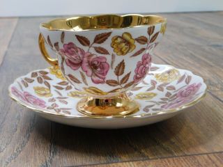 Rosina Fine Bone China Vintage Floral Teacup and Saucer Made in England 2