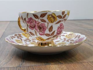 Rosina Fine Bone China Vintage Floral Teacup and Saucer Made in England 5