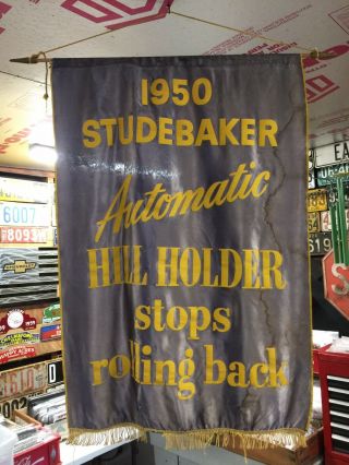 Vintage Mancave Antique 1950 Studebaker Dealer Advertising Banner