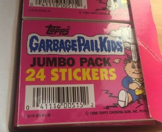 Vtg 1986 Garbage Pail Kids JUMBO Packs Rare Case Full Box NOS GPK 24 - pk 4