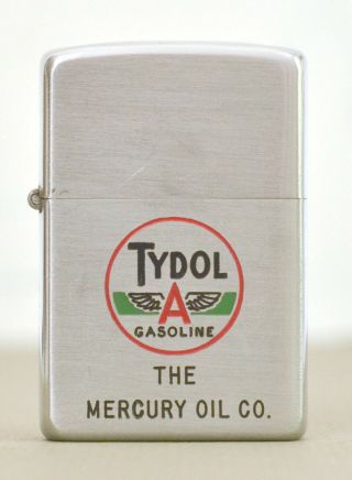 Vintage Tydol Gasoline The Mercury Oil Co.  Zippo Lighter 1952 - 53 Patent 2032695