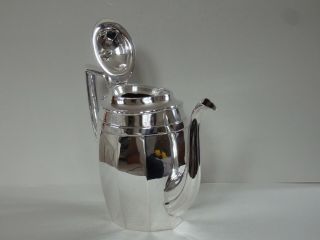 LARGE ANTIQUE STERLING SILVER COFFEE POT - BARKER BROS - CHESTER 1921 - 670g 5