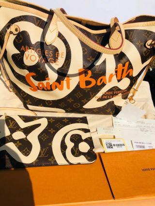 Auth ULTRA RARE LOUIS VUITTON Tahitienne ST BARTH CITIES neverfull bag 2