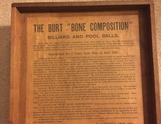 Vintage B.  A.  Stevens “The Burt SolidWide Stripe” Wooden Billiard Ball Box 2