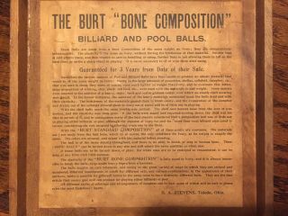 Vintage B.  A.  Stevens “The Burt SolidWide Stripe” Wooden Billiard Ball Box 9