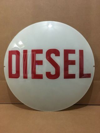Vintage Diesel Gas Pump Globe Lens Glass Top Sign Garage Wall Decor Oil Truck 2