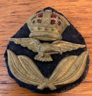 Ww2 Padded Raf Rcaf Officers Cap Badge // Early Example