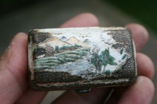 Antique Chinese Silver Cloisonne Enamel Miniature Seal Box Set - Marks
