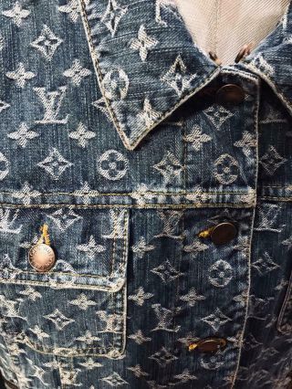 RARE Louis Vuitton Blue Monogram Jacket Denim Size EU 44 3