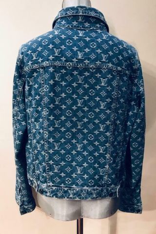 RARE Louis Vuitton Blue Monogram Jacket Denim Size EU 44 4