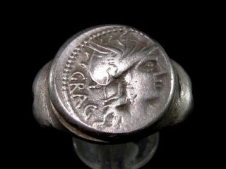 ROMAN STYLE SILVER PLATED RING WITH REPUBLICAN COIN ON TOP 5