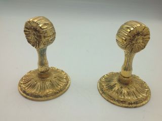 Vintage Sherle Wagner Towel Bar Brackets Pair Gilt Gold Plated Ornate Spain 2