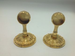 Vintage Sherle Wagner Towel Bar Brackets Pair Gilt Gold Plated Ornate Spain 3