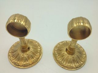 Vintage Sherle Wagner Towel Bar Brackets Pair Gilt Gold Plated Ornate Spain 4