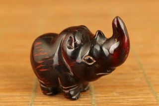 Chinese old yak horn hand carved rhinoceros staue netsuke collectable 2