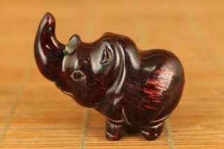 Chinese old yak horn hand carved rhinoceros staue netsuke collectable 4