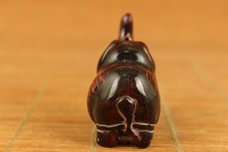 Chinese old yak horn hand carved rhinoceros staue netsuke collectable 5