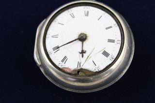 Antique 1864 London STERLING SILVER Fusee Verge Pocket Watch Key - Wind (120g) 2