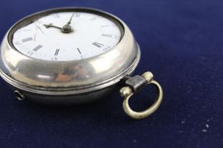 Antique 1864 London STERLING SILVER Fusee Verge Pocket Watch Key - Wind (120g) 3