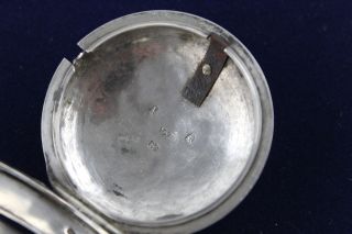 Antique 1864 London STERLING SILVER Fusee Verge Pocket Watch Key - Wind (120g) 5