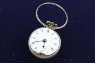 Antique 1864 London STERLING SILVER Fusee Verge Pocket Watch Key - Wind (120g) 7