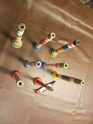 1930s 50s CHILDS TOYS GROUP OF 9 MUSICAL WOOD METAL PLASTIC TOY HORNS GERMANY 2
