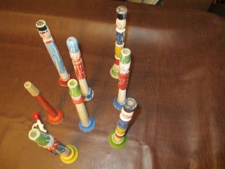 1930s 50s CHILDS TOYS GROUP OF 9 MUSICAL WOOD METAL PLASTIC TOY HORNS GERMANY 4
