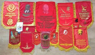 100 Soviet Flags Pennants Communist Labor Lenin Ussr