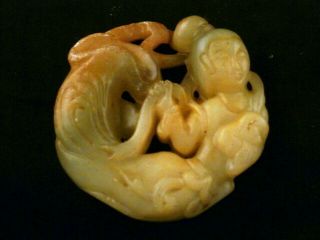 Pure Chinese Old Jade Hand Carved Woman Pendant G220