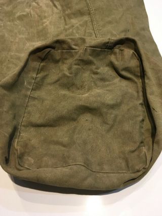 Named & Serial 1944 WWII U.  S.  Army OD Cotton Barracks Duffel Bag VG OD3 6