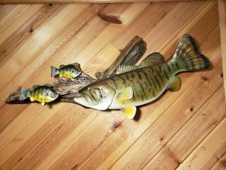 Smallmouth Bass Bluegill Wood Carving Fish Taxidermy Fishing Lure Casey Edwards