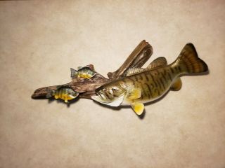 Smallmouth bass bluegill wood carving fish taxidermy fishing lure Casey Edwards 5