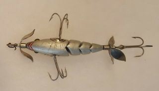 Vintage Michigan Minnow Fishing Lure Aluminum Finish 4