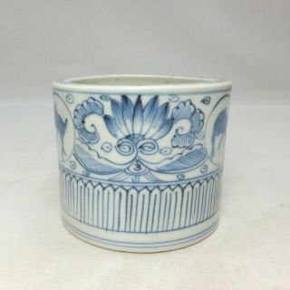 H684: Real Japanese Old Imari Blue - And - White Porcelain Ware Incense Burner 3