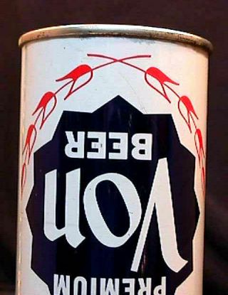 VON PREMIUM BEER - MID 1950 ' S 12OZ FLAT TOP CAN - INCREDIBLY RARE - LOUISVILLE 3