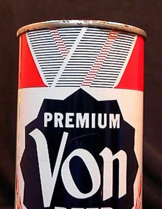 VON PREMIUM BEER - MID 1950 ' S 12OZ FLAT TOP CAN - INCREDIBLY RARE - LOUISVILLE 8