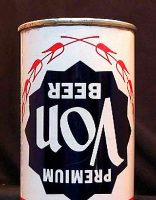 VON PREMIUM BEER - MID 1950 ' S 12OZ FLAT TOP CAN - INCREDIBLY RARE - LOUISVILLE 9