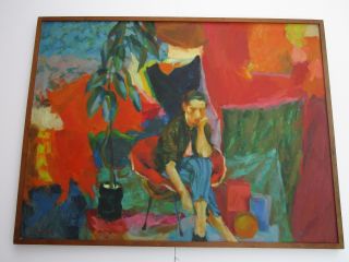 Large Figural Kessler? Painting Abstract Expressionism Vtg Impressionist Woman