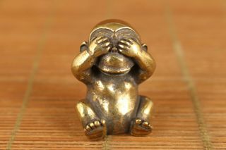 Lovely Rare Chinese Bronze Hand Carving Monkey Statue Figure Netsuke Noble Gift