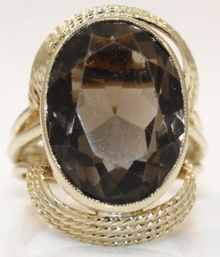 Vintage 14k Yellow Gold Ring With 7.  50 Smoky Topaz O33