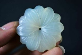 Exquisite Chinese Natural Jade Carved Flower Pendants H80