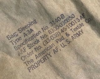 MINTY FRESH WWII US ARMY AIR FORCES SLEEPING BAG TYPE A3 USAF GOOSE DOWN 3